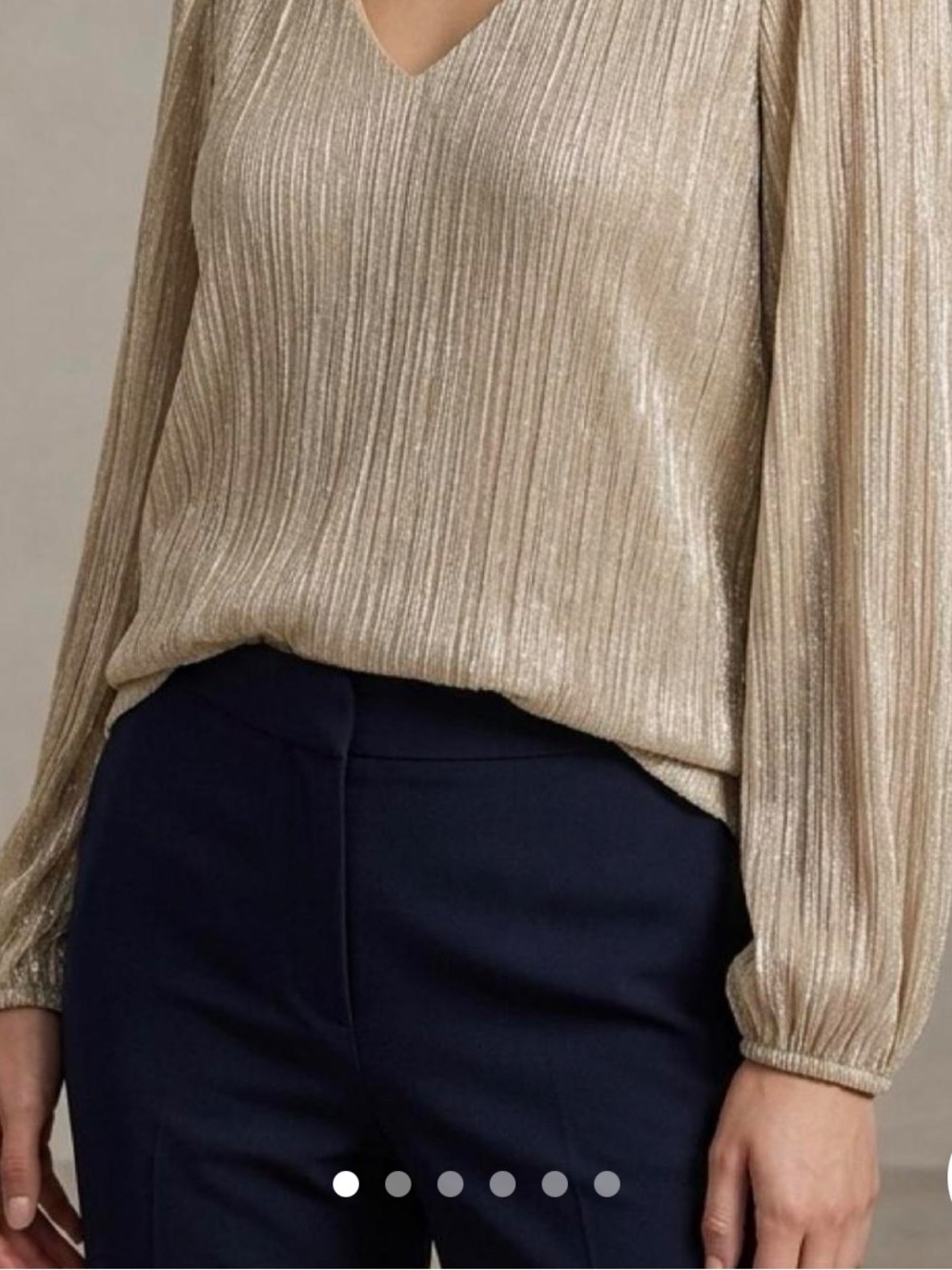 *NEW WITH TAGS* Nine West Shimmery Gold V-Neck Long Sleeve Top